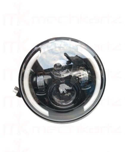 Universal 7 Inch Semi Circle DRL Black Headlight Imported