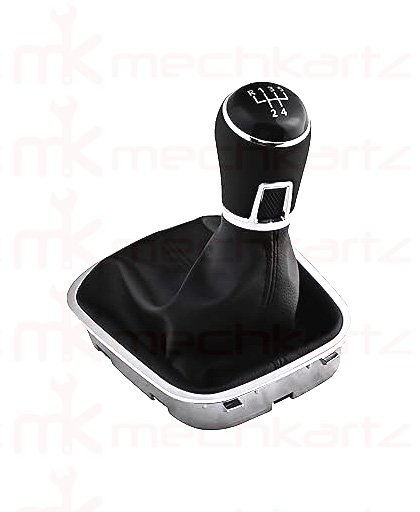 Volkswagen Polo Vento Ameo Full Gear Shift Lever Knob Chrome Lined With Black Leather Cover