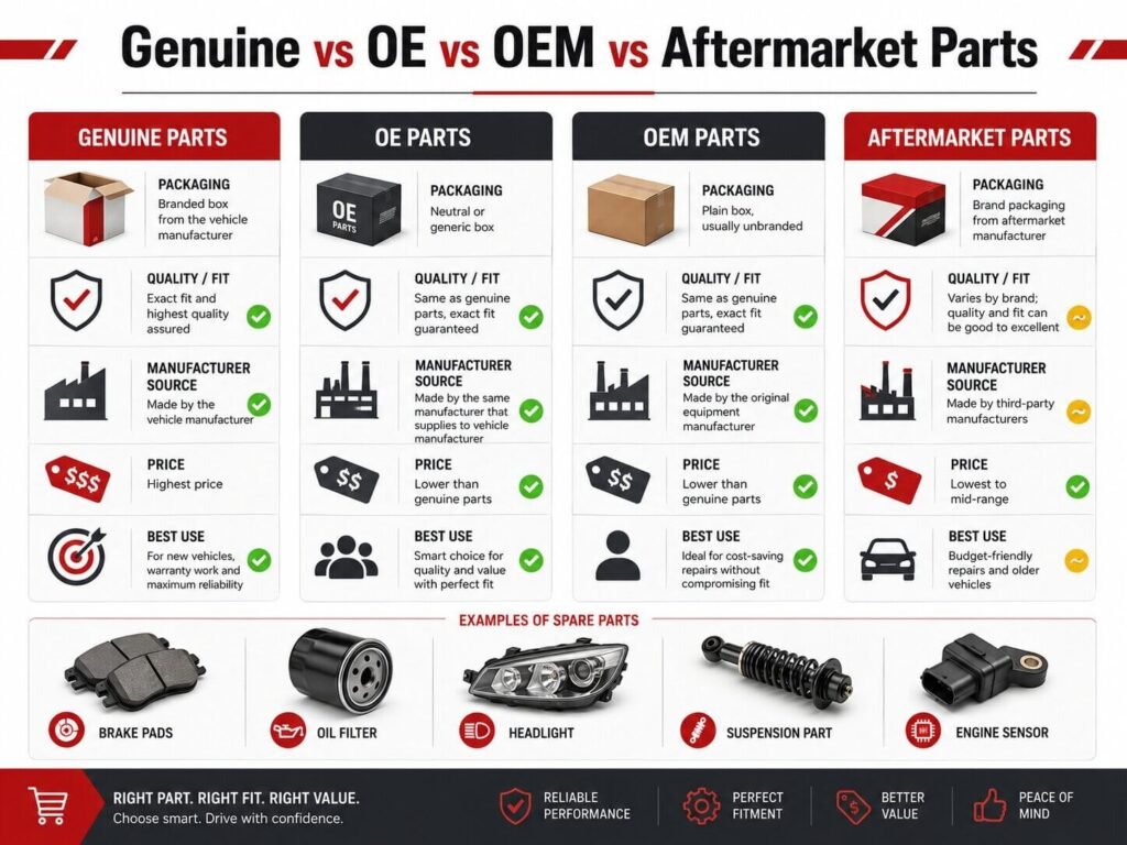 Parts Comparison Table Visual